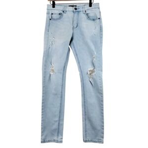 Ring of Fire Mens Skinny Jeans Light Wash Distressed Denim W31 L30